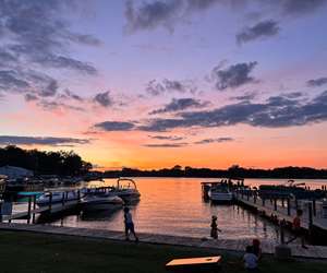 sunset looking over lake