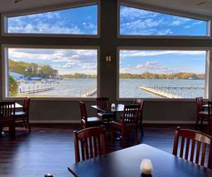 Dining room overlooking lake